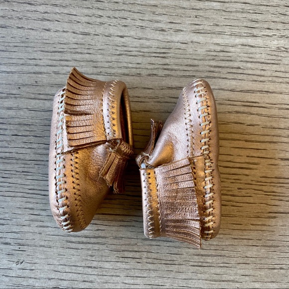 Rose Gold/Bronze Minnetonka Moccasins 1c - Picture 3 of 6
